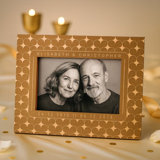 レトロ70年代ハート結婚名前をカスタムする記念日 レーザー彫刻フレーム