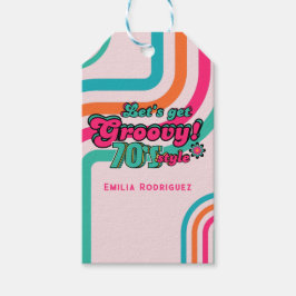 レトロ70年代パーティーフェルトタグ 女の子の誕生日 グルーヴィー ギフトタグ