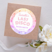 レトロ70年代ピンクディスコボール独身最後の夜  ラウンドシール