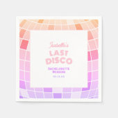 レトロ70年代ピンクディスコボール独身最後の週末 スタンダードカクテルナプキン (正面)