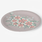 レトロ70年代フラワーパワーコーラル今の色 ペーパープレート (アングル)