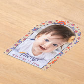 レトロ70年代フラワーパワー写真誕生のお知らせ アクリル招待状 (レイダウン)