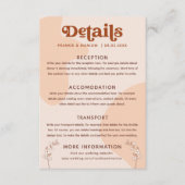 レトロ70年代ボホ結婚詳細 エンクロージャーカード (正面)