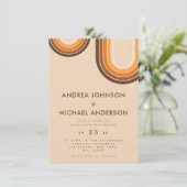 レトロ70年代レインボーベージュクリーム70sブラウン 招待状 (スタンド正面)