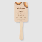 レトロ70年代レインボー&70年代タイポグラフィ結婚のH ハンドファン (正面)