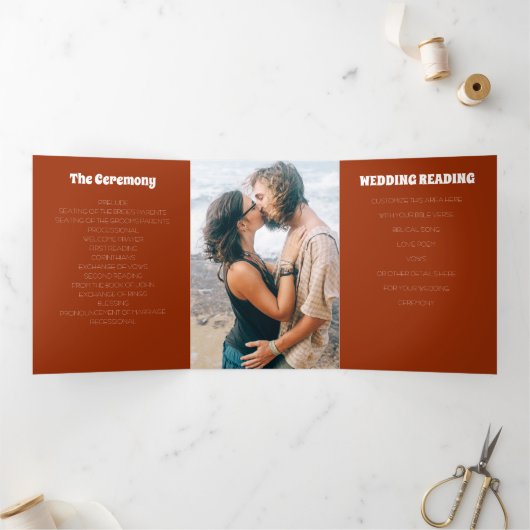 レトロ70年代ヴィンテージウェディング 三つ折りプログラム (内部)