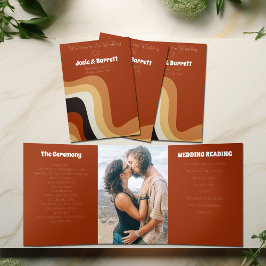 レトロ70年代ヴィンテージウェディング 三つ折りプログラム