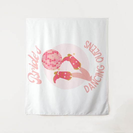 レトロ70年代花嫁のダンシング・クイーンズ・バチェロレッテ タペストリー (正面)