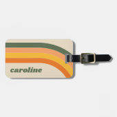 レトロ70年代虹色グリーンオレンジ名前カスタマイズ ラゲッジタグ (正面横)