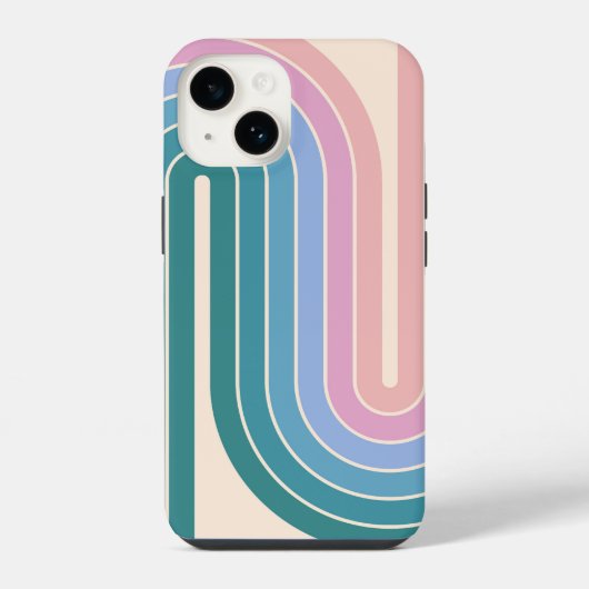 レトロ70年代風アーチストライプ幾何学模様 iPhoneケース (裏面)