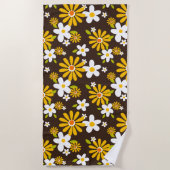 レトロ70年代60年代の花柄スタイルタオル ビーチタオル (正面)