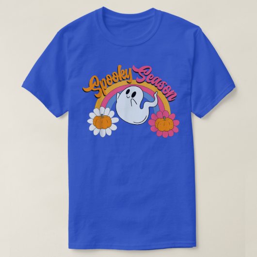 レトロ70年代80年代グルービースプーキーシーズンハロウィンゴースト Tシャツ (デザイン正面)