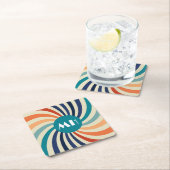 レトロ70年代 スターバースト モノグラム スクエアペーパーコースター (インサイチュ)