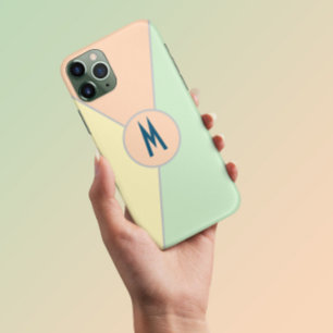 レトロ70年代 ピーチグリーン ティール パステルカラーブロック iPhone 13 PRO MAXケース