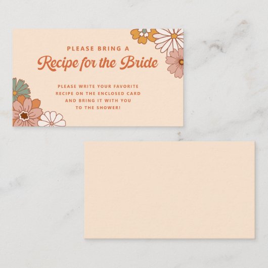レトロ70年代 ブライダルシャワー レシピ 封入カード エンクロージャーカード (正面/裏面)
