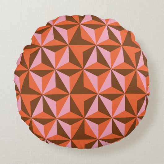 レトロ70年代：ヴィンテージパターン背景 ラウンドクッション (正面)