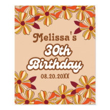 レトロ70年代Groovy Hippie花30歳の誕生日