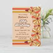 レトロ70年代Groovy Hippie花30歳の誕生日 招待状 (スタンド正面)