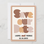 レトロ70書道テラコッタ日付を保存 招待状 (正面)