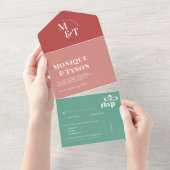 レトロ70結婚年代 | オールインワン招待状 (貼ってはがせる)