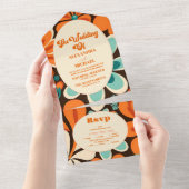 レトロ70結婚年代 オールインワン招待状 (貼ってはがせる)