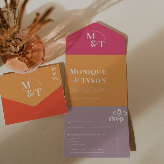 レトロ70結婚年代 |オールインワン招待状 オールインワン招待状