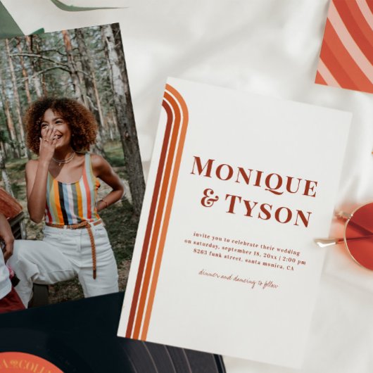 レトロ70 |バーントオレンジテラコテ結婚ス 招待状