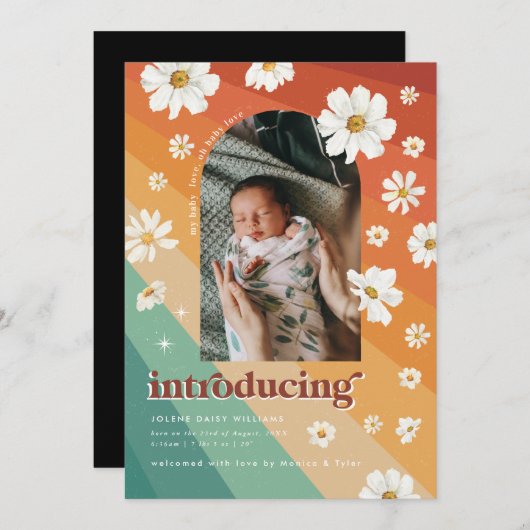 レトロ70 |写真誕生のお知らせ セーブザデート (正面/裏面)