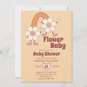 レトロ70iesグルーヴボホ花ベビー 招待状 (正面)