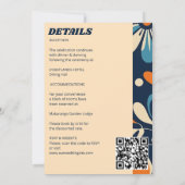 レトロ70iesティール（緑がかった色）デイジー結婚の花の全てを一つに 招待状 (裏面)