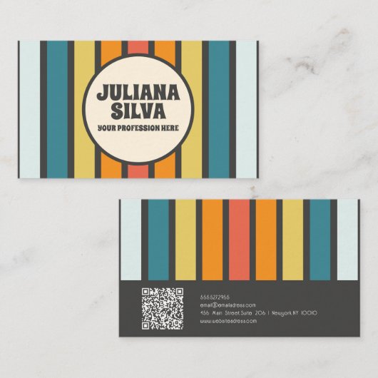 レトロ70sとQR名刺 名刺 (正面/裏面)