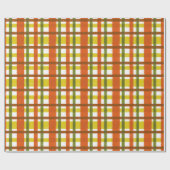 レトロ70sのオレンジの格子縞 ラッピングペーパー (フラット)