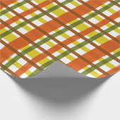 レトロ70sのオレンジの格子縞 ラッピングペーパー (角)