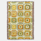 レトロ70sの幾何学模様(暖かいトーン) スローブランケット (正面縦)