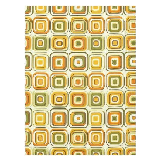 レトロ70sの幾何学模様（暖かいトーン） テーブルクロス (正面)