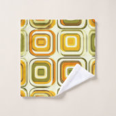 レトロ70sの幾何学模様(暖かいトーン) バスタオルセット (ウォッシュタオル)