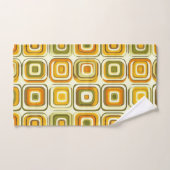 レトロ70sの幾何学模様(暖かいトーン) バスタオルセット (ハンドタオル)