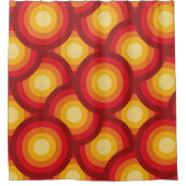 レトロ70sのGroovyオーバーラップ円パターン シャワーカーテン (正面)