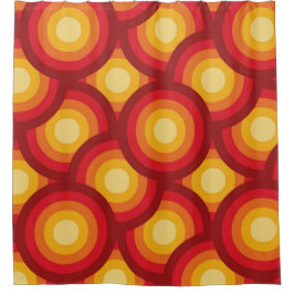 レトロ70sのGroovyオーバーラップ円パターン シャワーカーテン