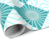 レトロ70sアクアジオメトリック円正方形パターン ラッピングペーパー (ロールコーナー)