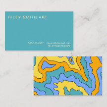 レトロ70sイエローブルーカラフル抽象芸術トレンディー