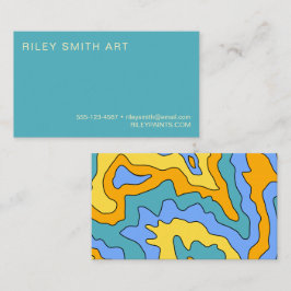 レトロ70sイエローブルーカラフル抽象芸術トレンディー 名刺