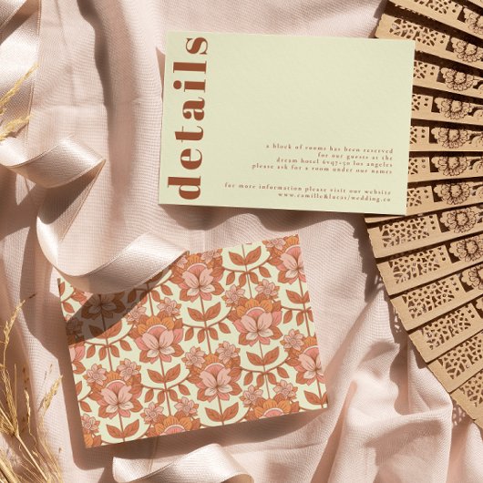 レトロ70sインスパイアの結婚詳細カード 出欠カード