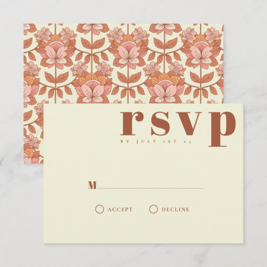 レトロ70sウェデインスパイアィングRSVPカード 出欠カード (正面/裏面)