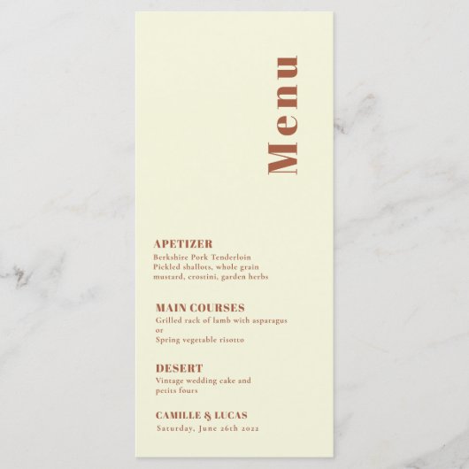 レトロ70sオインスパイアレンジ結婚のメニュー メニュー (正面)