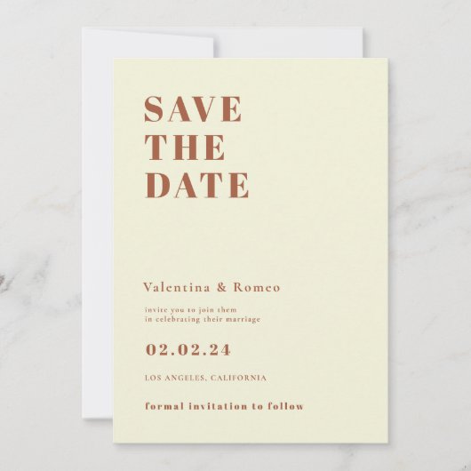 レトロ70sオインスパイアレンジ・ウェディング日付を保存 招待状 (正面)