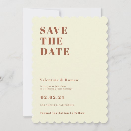 レトロ70sオインスパイアレンジ・ウェディング日付を保存 招待状 (正面)