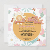レトロ70sオベビーデイジーピンクピーチガールシャワー 招待状 (正面)