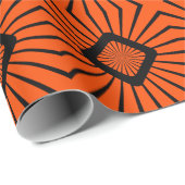 レトロ70sオレンジとブラックのラッピング紙 ラッピングペーパー (ロールコーナー)