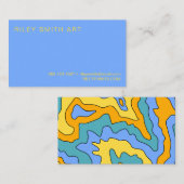 レトロ70sオレンジイエローパープルカラフル抽象芸術 名刺 (正面/裏面)